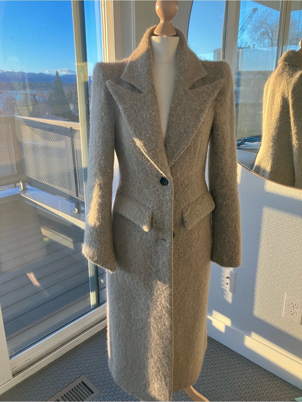 Smythe Long Tan Wool-Blend Trench Coat